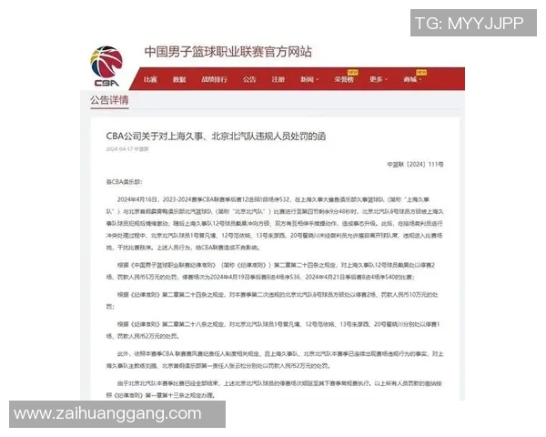 CBA官方通报重磅处罚决定 球员遭罚款并停赛引发热议